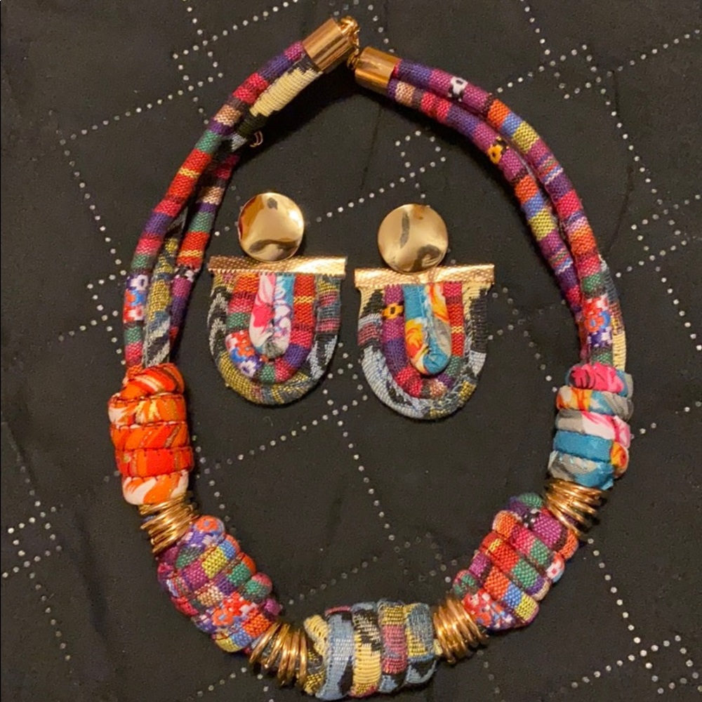 Tribal necklace with matching earrings